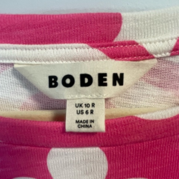 Boden, US women’s 6, pink and white patterned with pockets mini tshirt dress EUC - Picture 2 of 8